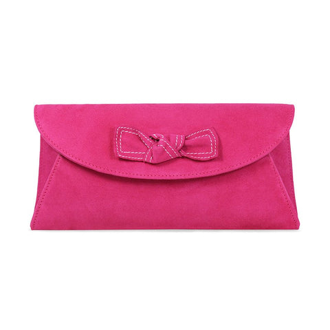 Fuchsia pink suede clutch bag Clearance
