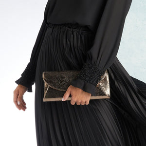 Bags PRE ORDER - Jenna: Bronze Snake Print Leather Sole Bliss USA