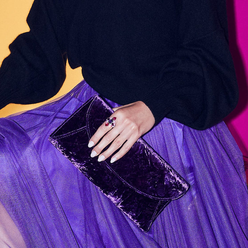 Jenna: Luxe Purple Velvet Bags Sole Bliss