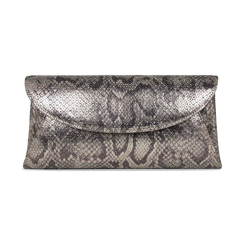 Leather deals Pouch Clutch: Colorblock Snake Embossed