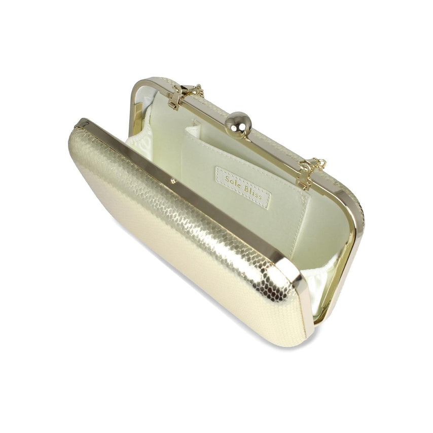 Jewel: Gold Snake Print Leather Bags Sole Bliss