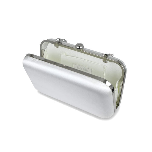 Jewel: White Satin & Silver Bags Sole Bliss