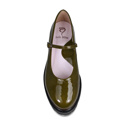 Shoes Libra: Olive Patent Leather Sole Bliss USA