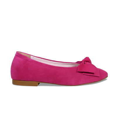 pink flat dress shoes Jack Rogers Santa Maria Ballet in Fuchsia Suede Square Toe Ballet Flats Jack Rogers USA Smooth leather pink flats are ideal for bridesmaids Sole Bliss Women's Ballet Flats