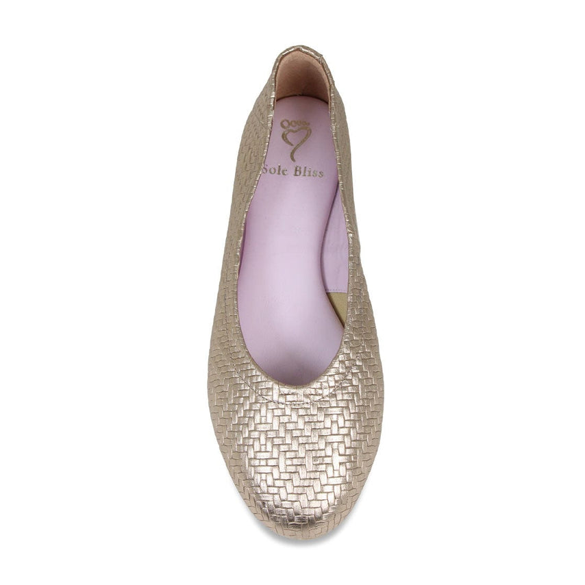 Luna: Metallic Weave Leather Shoes Sole Bliss
