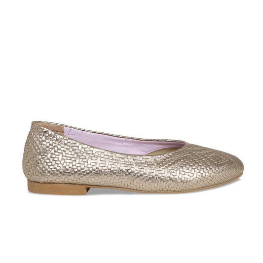 Luna: Metallic Weave Leather Shoes Sole Bliss