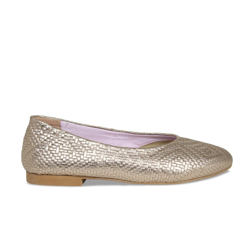Luna: Metallic Weave Leather Shoes Sole Bliss