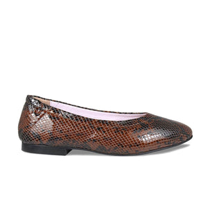 Shoes Luna: Brown Snake Print Leather Sole Bliss USA