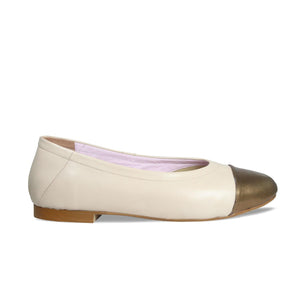 Shoes Luna: Cream Leather & Bronze Sole Bliss USA