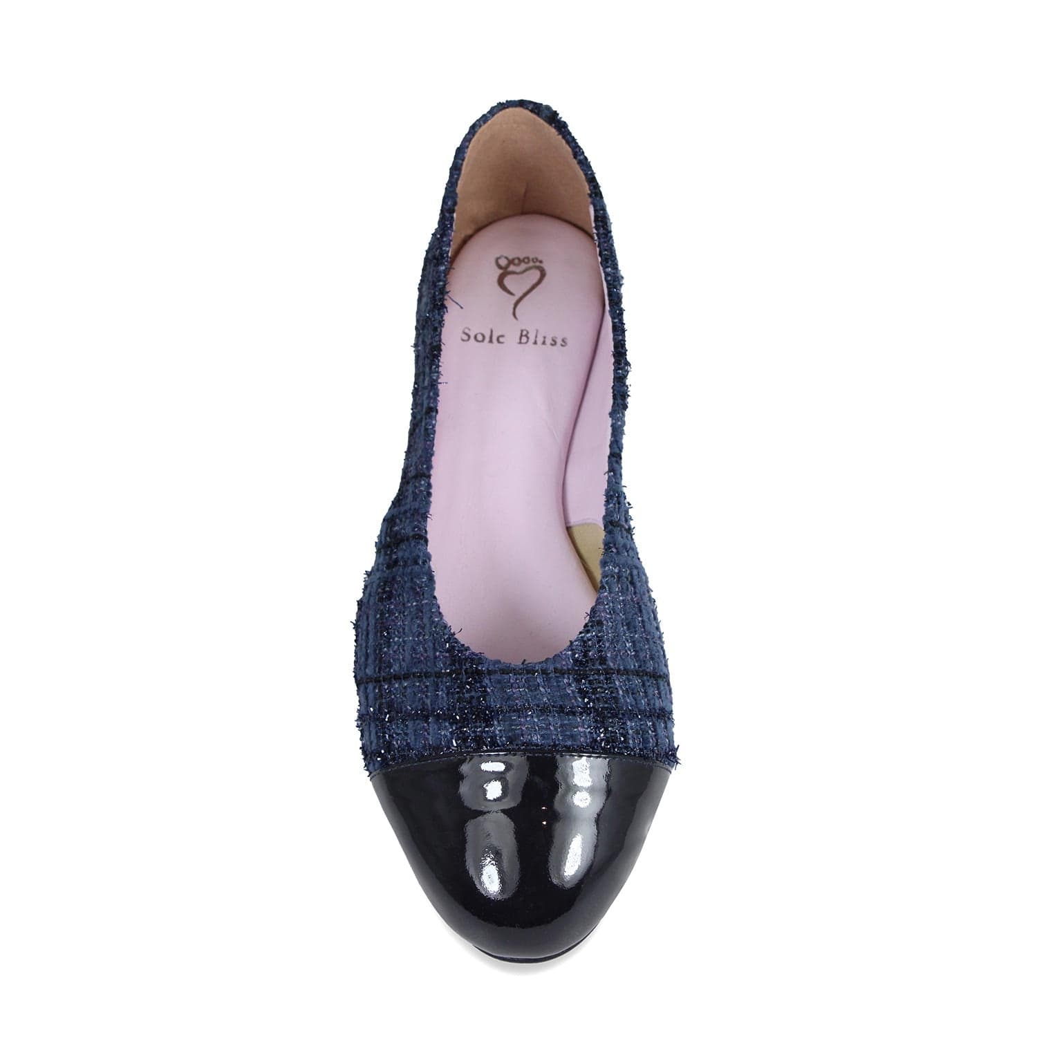Luna: Navy Tweed & Patent Shoes Sole Bliss