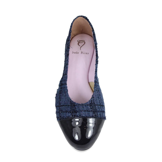 Luna: Navy Tweed & Patent Shoes Sole Bliss