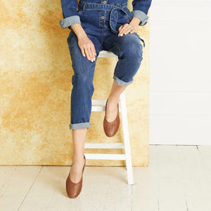 Shoes Luna: Tan Weave Leather Sole Bliss USA