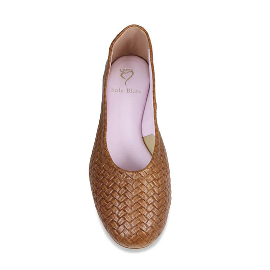 Luna: Tan Weave Leather Shoes Sole Bliss