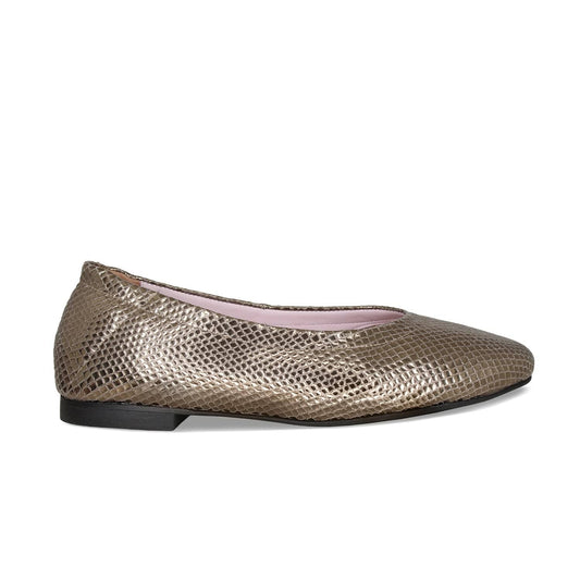 Luna: Bronze Snake Print Leather Shoes Sole Bliss