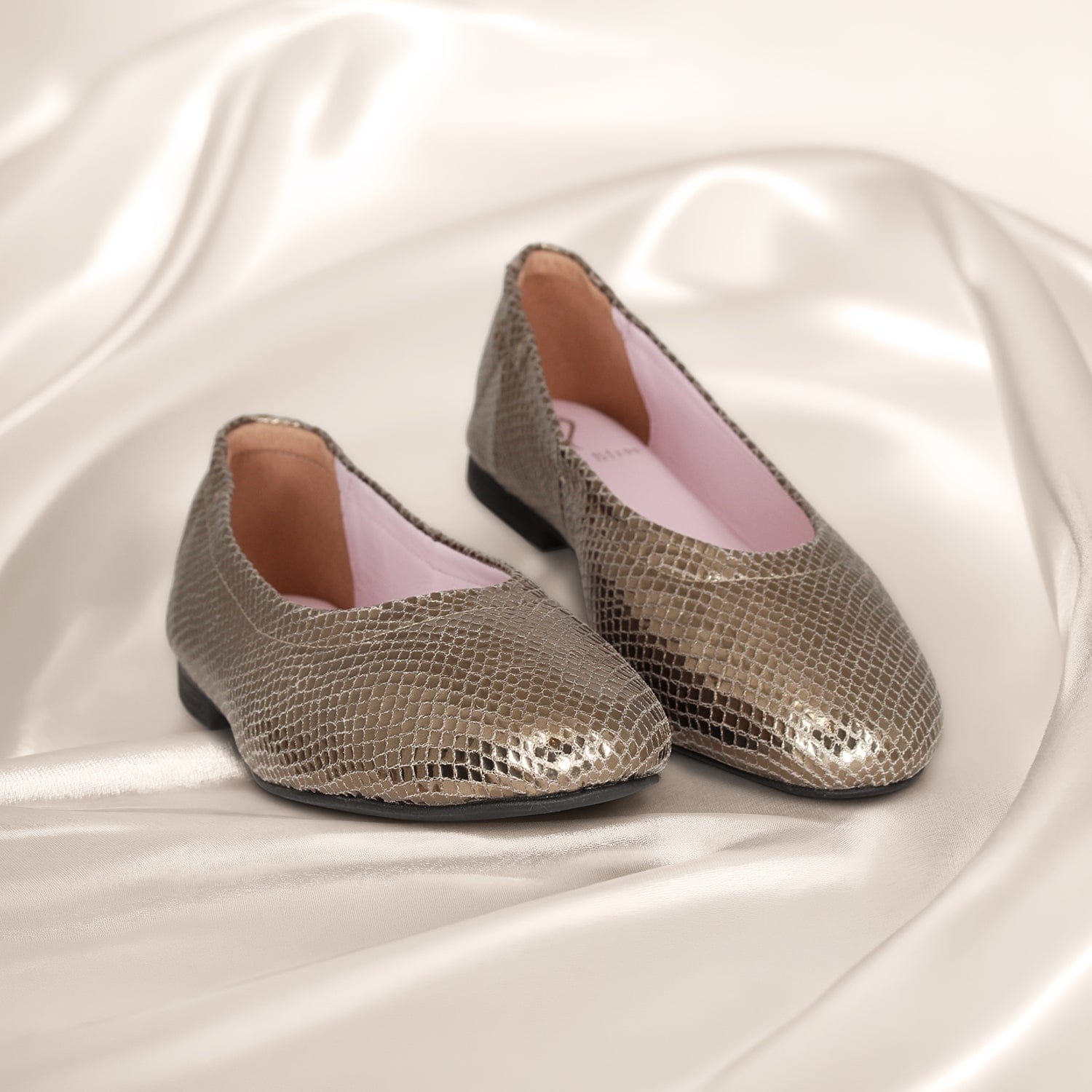 Luna: Bronze Snake Print Leather Shoes Sole Bliss