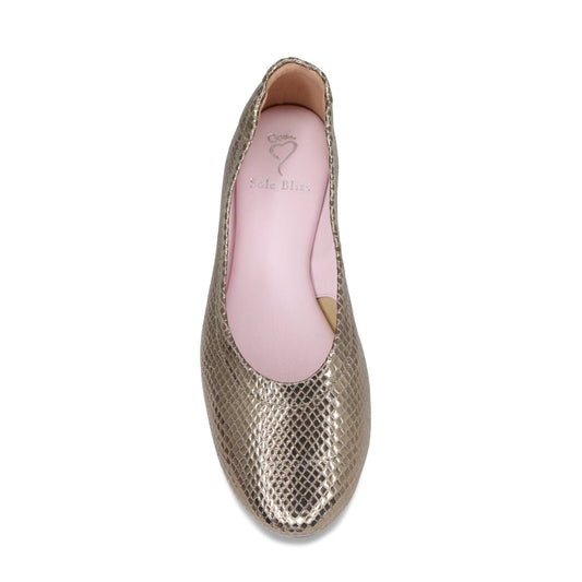 Luna: Bronze Snake Print Leather Shoes Sole Bliss