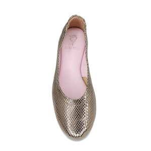 Luna: Bronze Snake Print Leather Shoes Sole Bliss