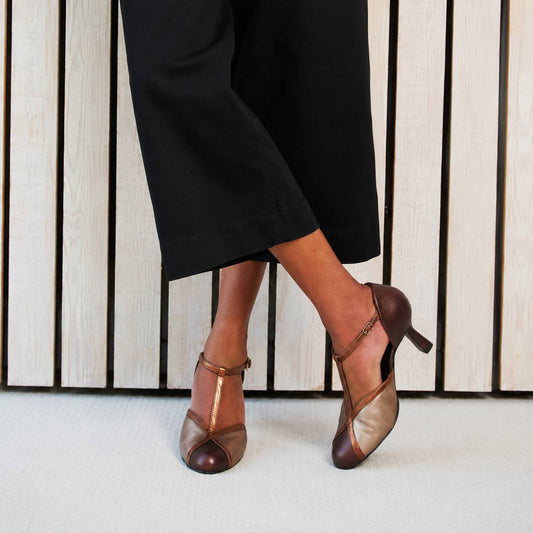 Margot: Metallic Brown Multi Leather Shoes Sole Bliss