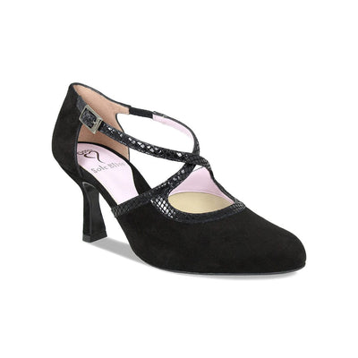 Meredith: Black Suede & Snake Print Leather