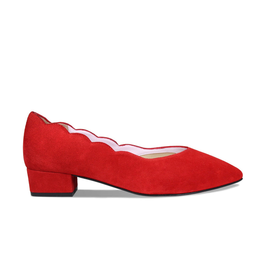 Sole Bliss Women's Low Block Heels - Nova: Red Suede US 9.5 | For Wide Feet and Bunions Red Suede - Size US 9.5