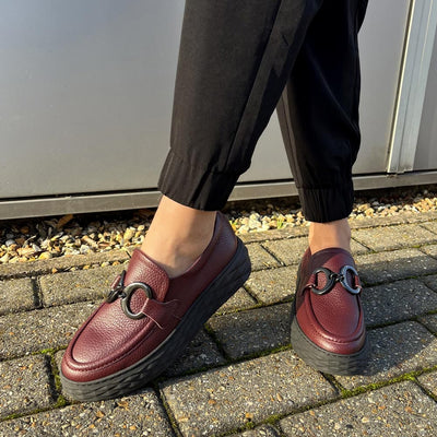 Wide Toe Box Moccasins For Wide Feet Panther: Burgundy Leather