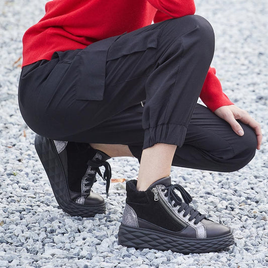 Parka Fur: Black Leather & Suede Shoes Sole Bliss