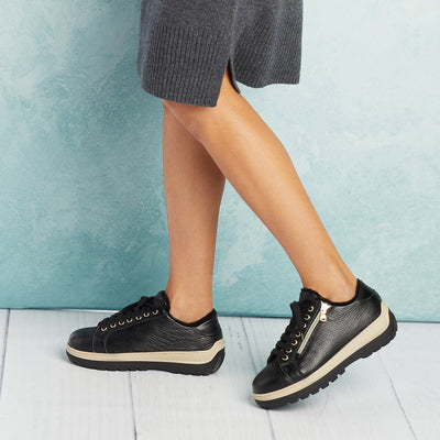 Shoes Summit: Black Leather & Shearling Sole Bliss USA