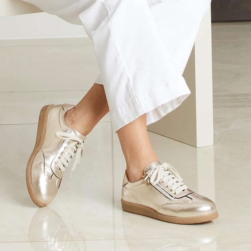 Pixie: Gold Leather Shoes Sole Bliss