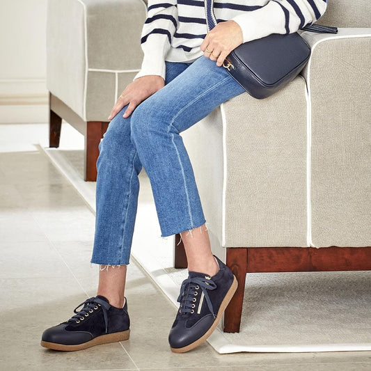 Pixie: Navy Leather & Suede Shoes Sole Bliss