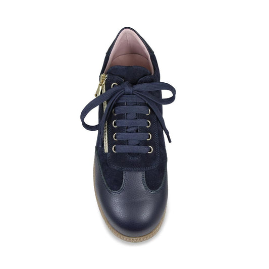 Pixie: Navy Leather & Suede Shoes Sole Bliss