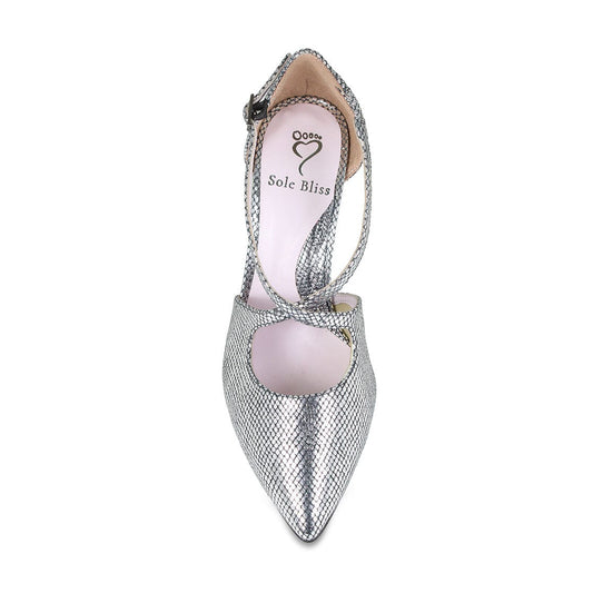 Poet: Silver Snake Print Leather Shoes Sole Bliss