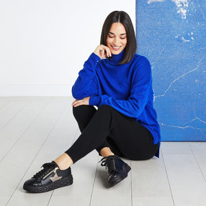 Shoes Porto Star: Black Leather & Glitter Sole Bliss USA