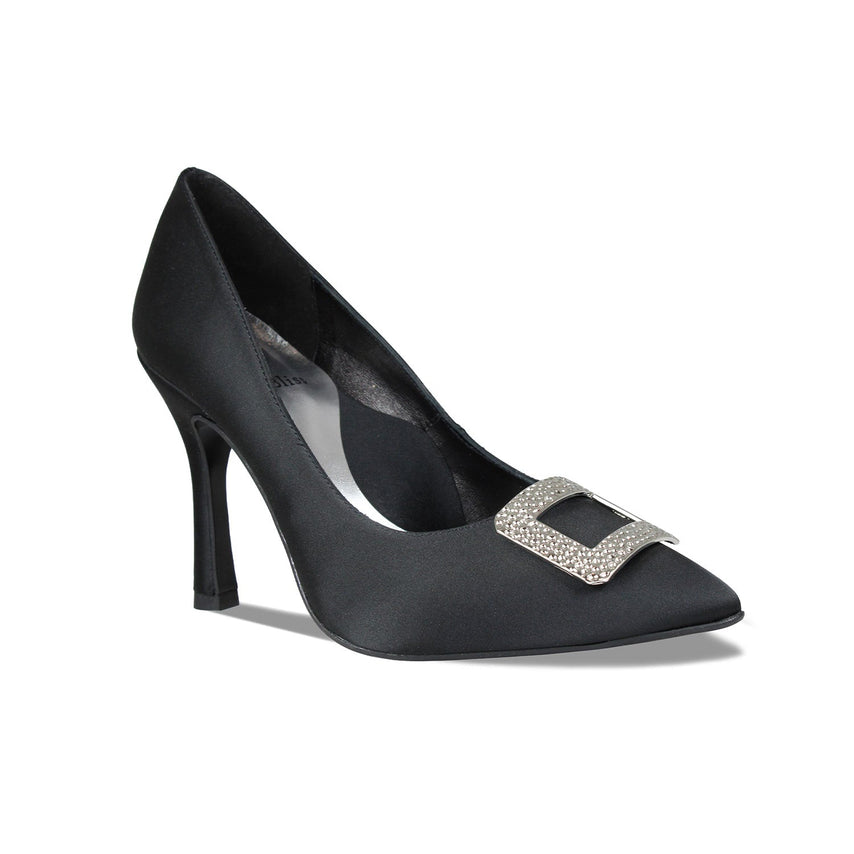 Prestige: Black Satin Shoes Sole Bliss