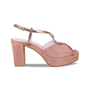 Shoes Rachel: Rose Suede & Snake Print Leather Sole Bliss USA