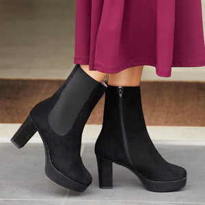 Boots Raven: Black Suede & Snake Print Leather Sole Bliss USA