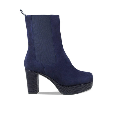Raven: Navy Suede & Snake Print Leather