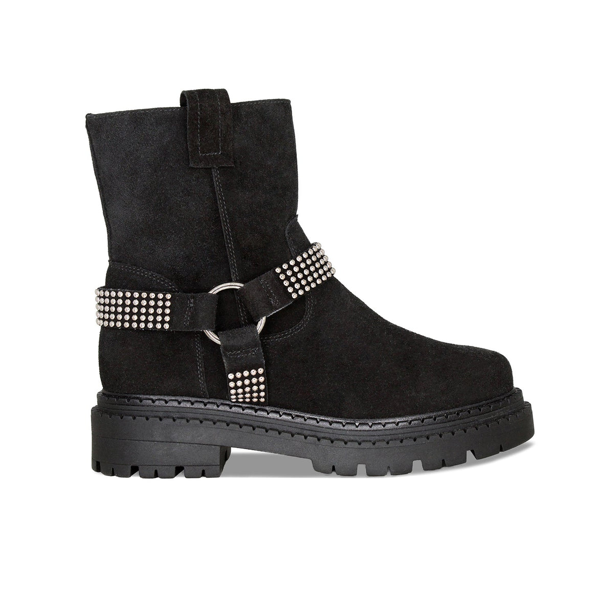 Rebel: Black Suede & Studs Boots Sole Bliss