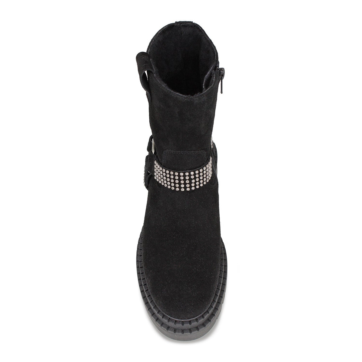 Rebel: Black Suede & Studs Boots Sole Bliss