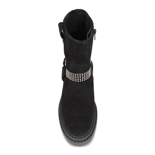 Rebel: Black Suede & Studs Boots Sole Bliss