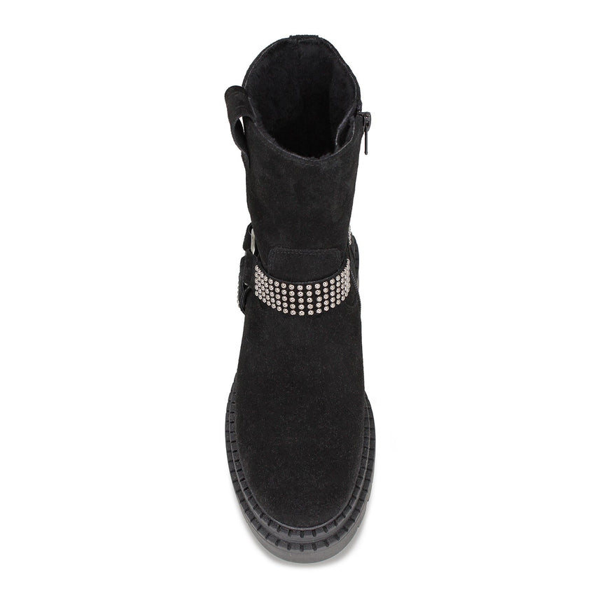 Rebel: Black Suede & Studs Boots Sole Bliss
