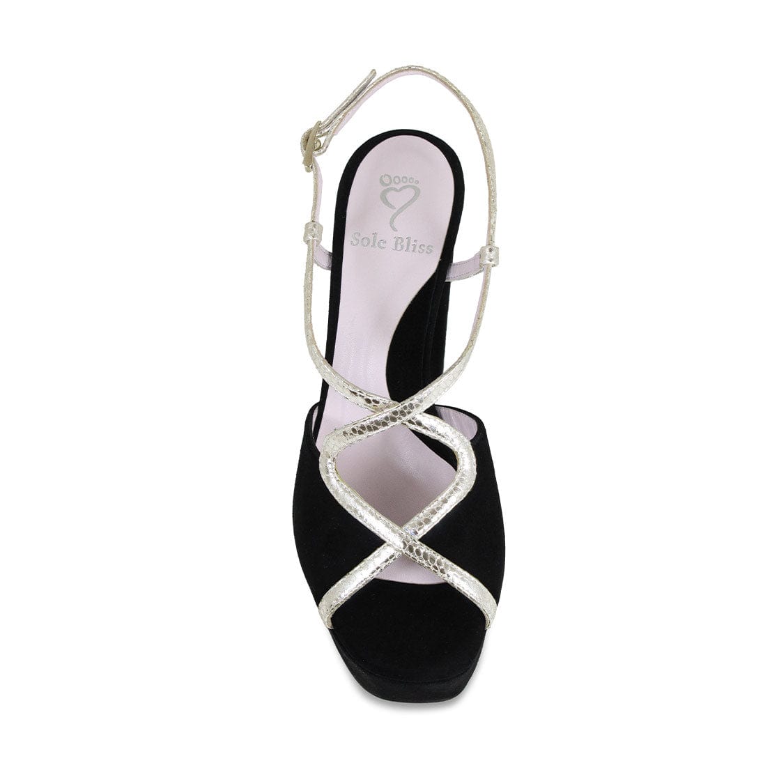 Reese: Black Suede & Gold Snake Print Leather Shoes Sole Bliss