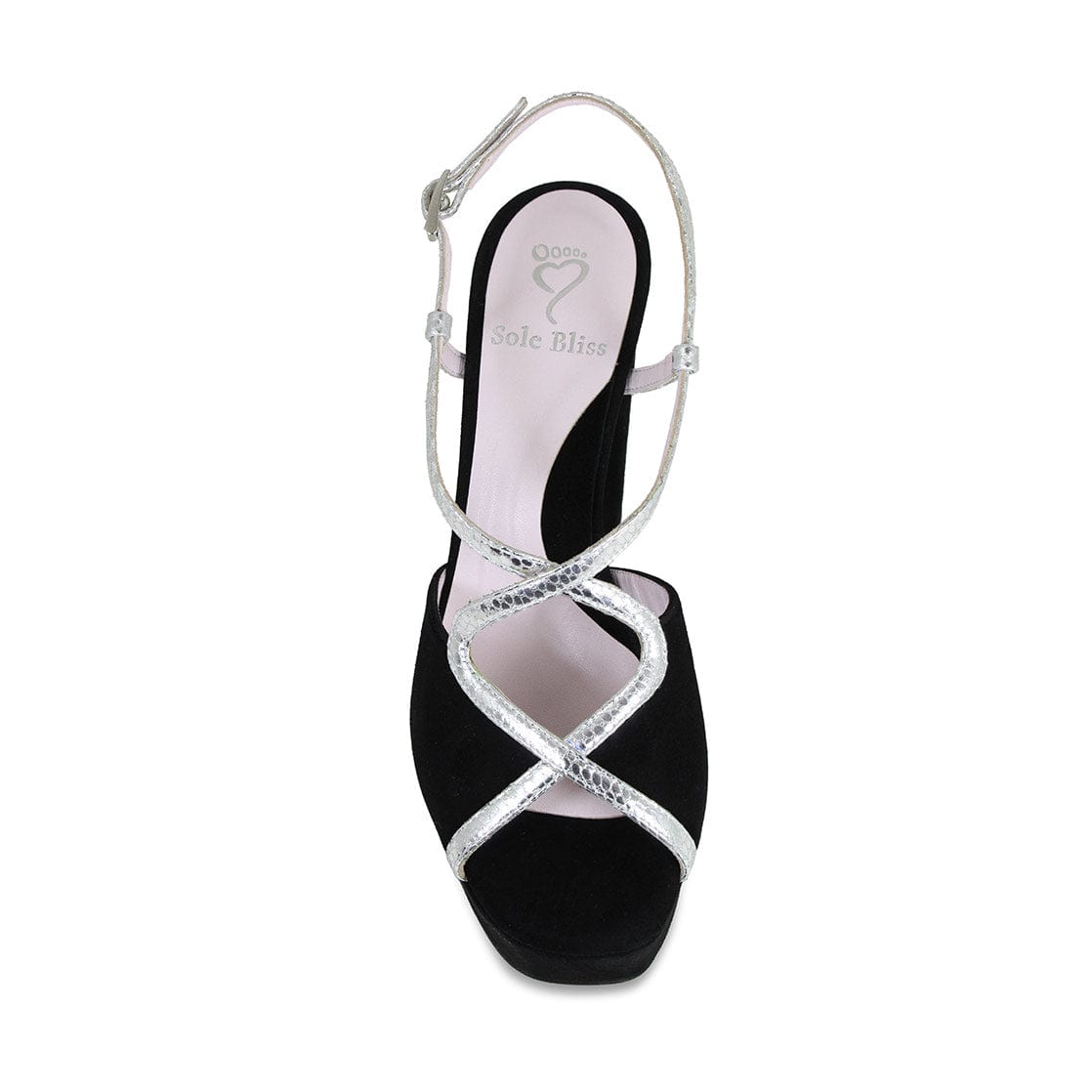 Reese: Black Suede & Silver Snake Print Leather Shoes Sole Bliss