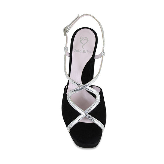 Reese: Black Suede & Silver Snake Print Leather Shoes Sole Bliss