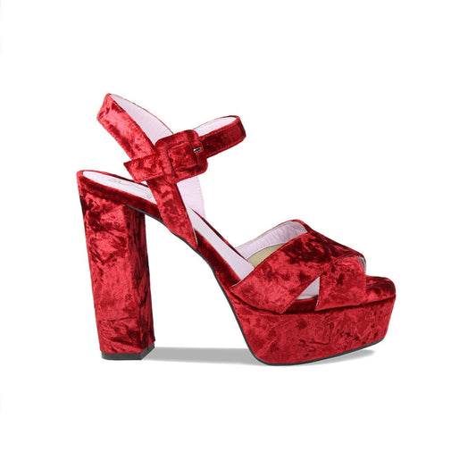 Remy: Luxe Cherry Red Velvet Shoes Sole Bliss