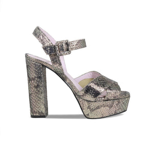 Shoes Remy: Metallic Snake Print Leather Sole Bliss USA