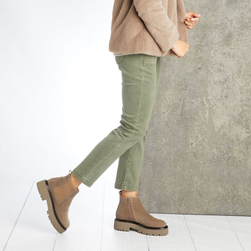 Rhea: Taupe Suede Boots Sole Bliss