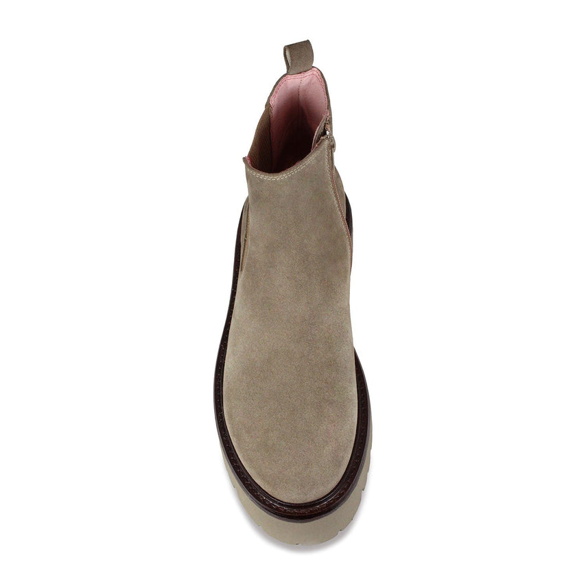 Rhea: Taupe Suede Boots Sole Bliss