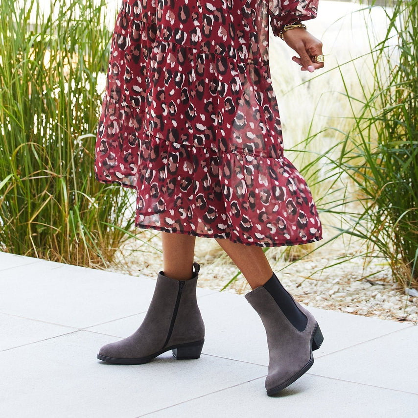 Rider: Grey Suede Boots Sole Bliss