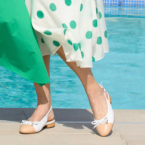 Ritz: White Quilted Leather & Nude Patent Shoes Sole Bliss