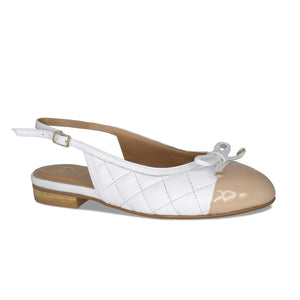 Shoes Ritz: White Quilted Leather & Sand Patent Sole Bliss USA